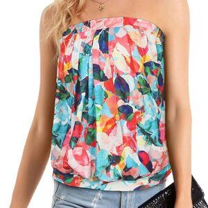 Womens Bandeau Top - Size XL - Multi Leaf Print - NWOT